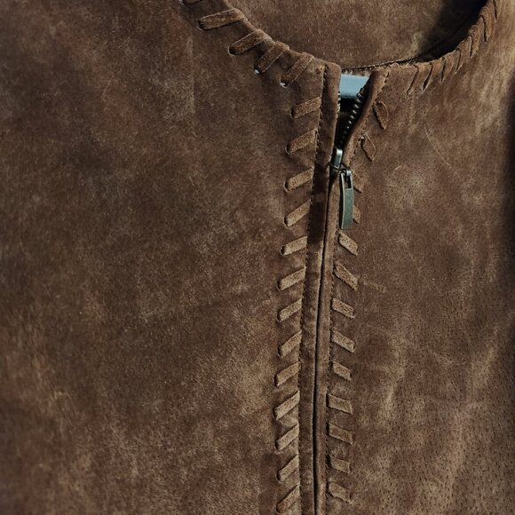 Vintage Rare Women's Brown Fringe Suede Jacket Coat XL - Picture 3 of 10